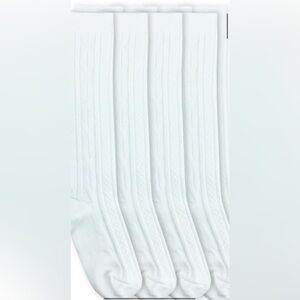 NWT-JEFFRIES GIRLS 3Pack MED 12-6 KNEE HIGH CABLE KNIT SOCKS, White, UNIFORM